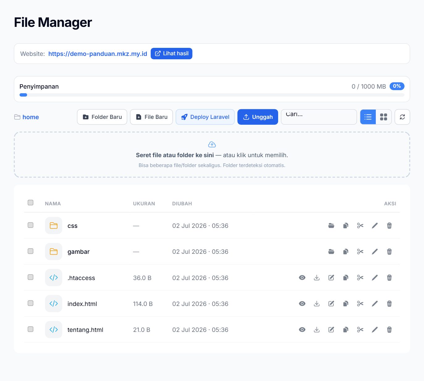 Tampilan File Manager