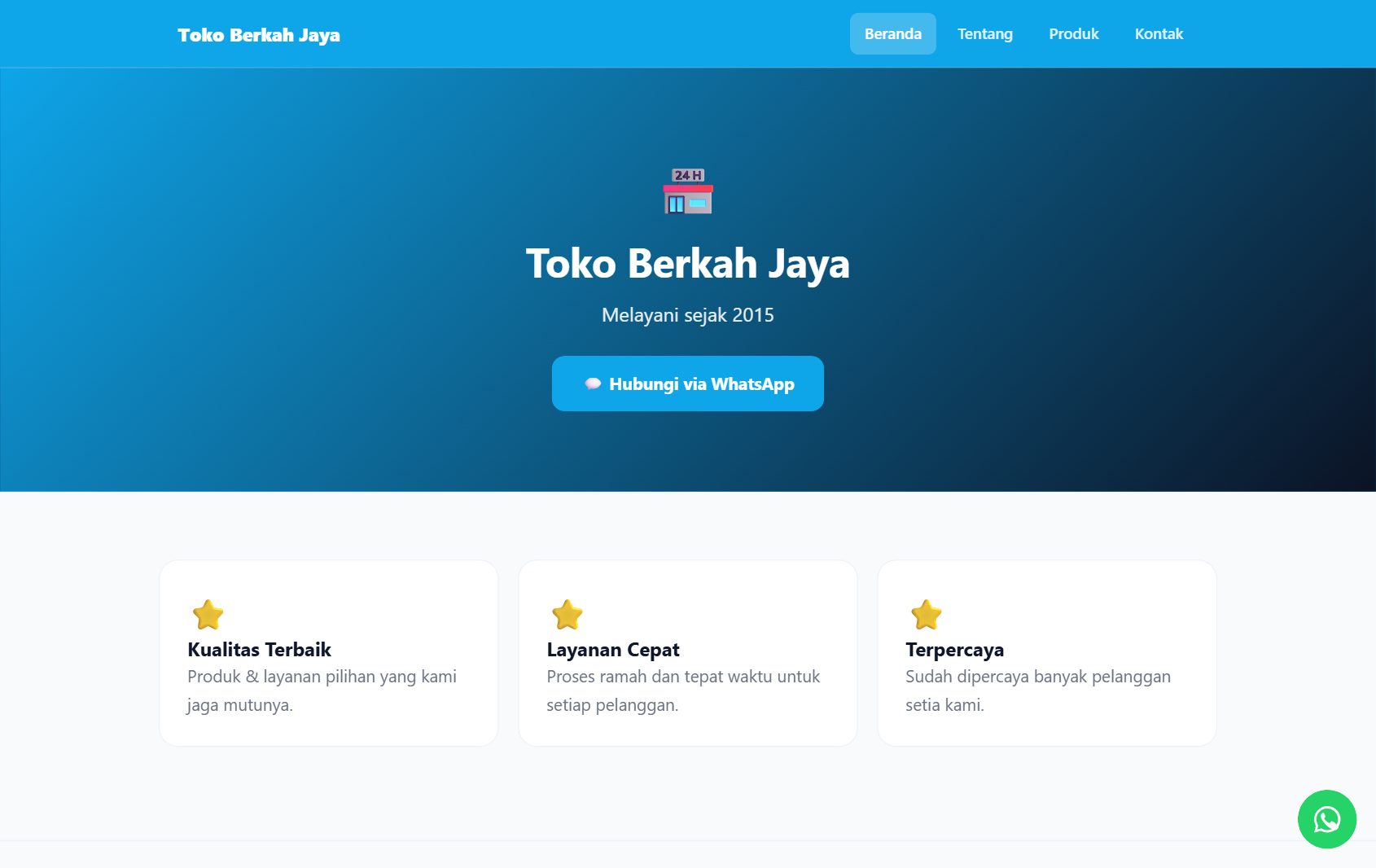 Contoh website jadi dari template