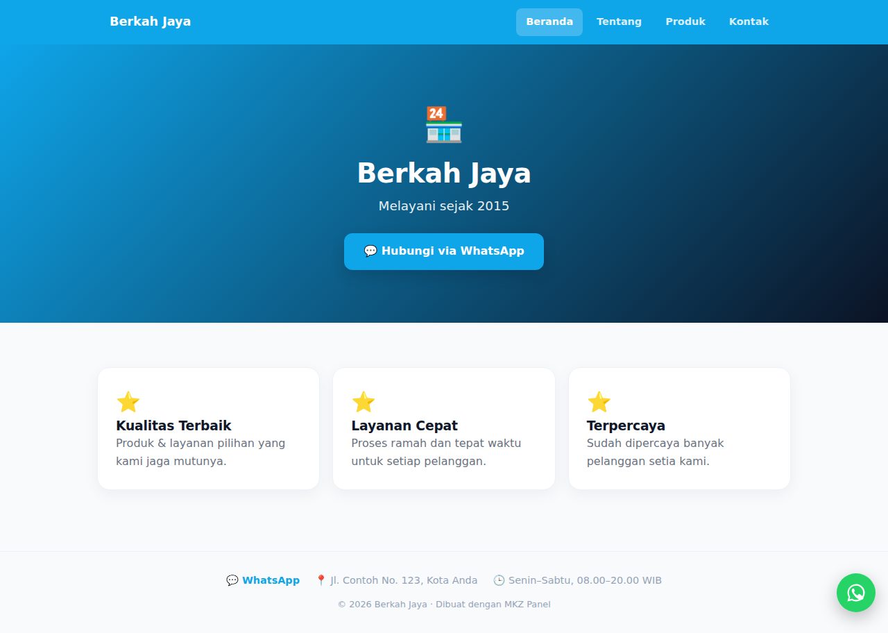 Contoh website jadi dari template
