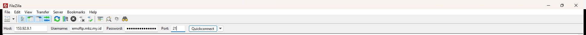 Bar Quickconnect FileZilla terisi