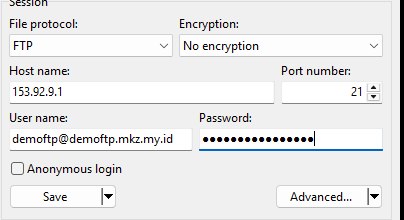 Form login WinSCP