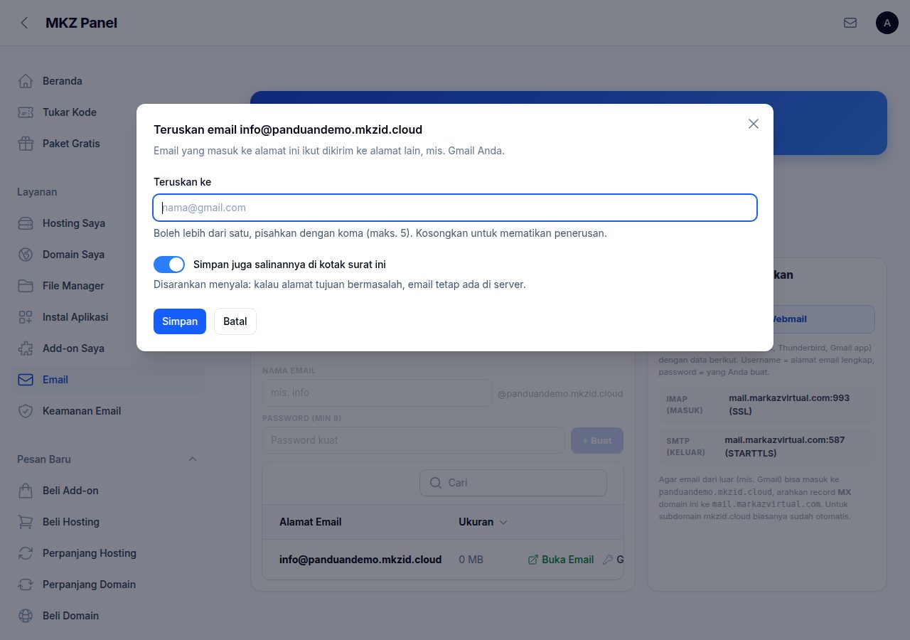 Dialog Teruskan email