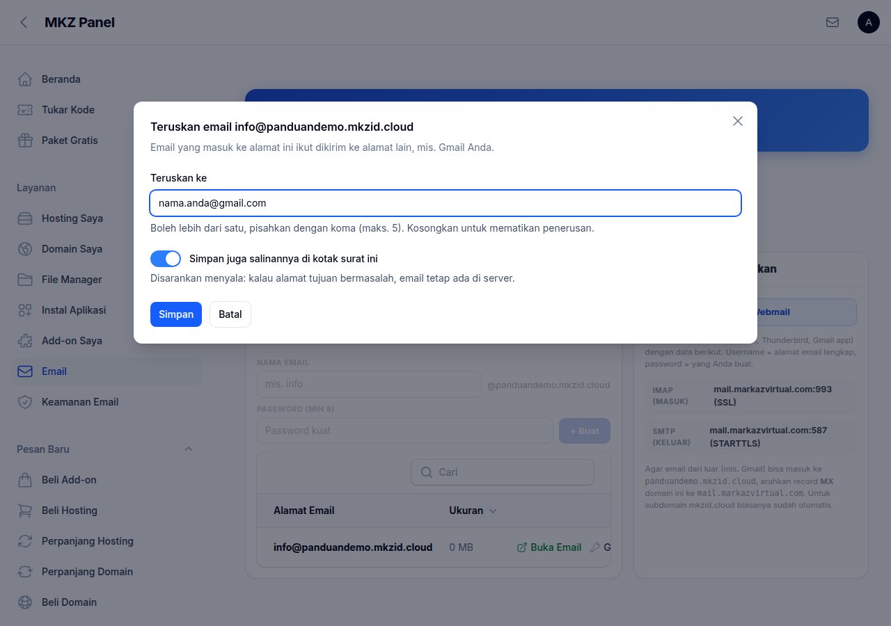 Dialog Teruskan terisi